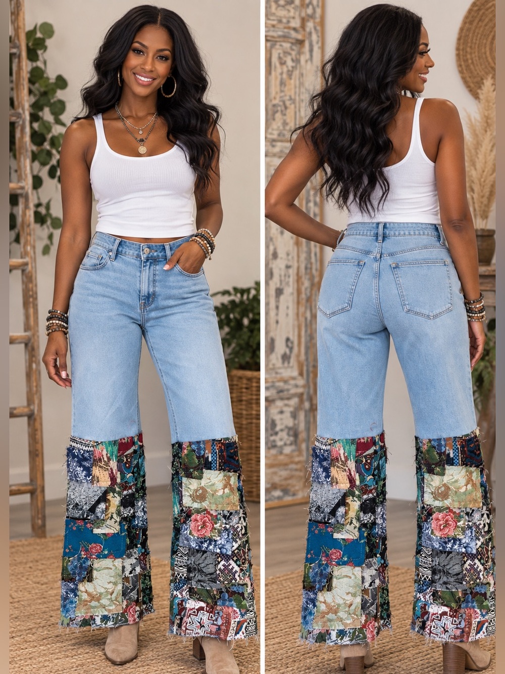 Upcycled Patchwork Flare Jeans